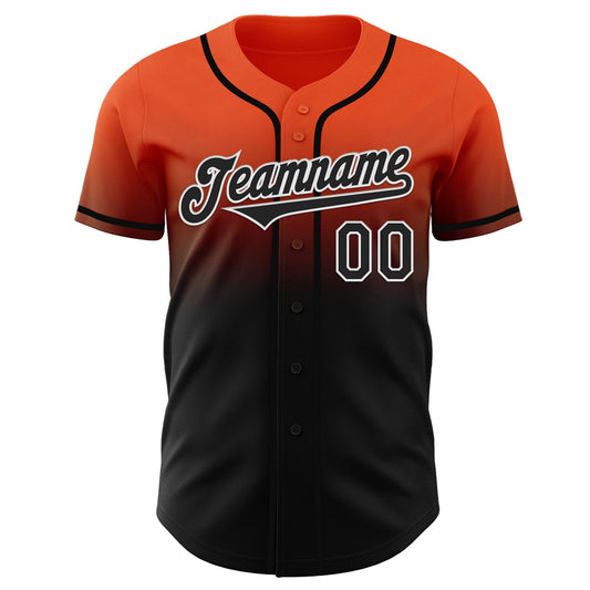 Custom Orange Black-White Authentic Fade Fashion Baseball Jersey - Sky-Custom