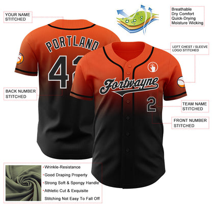Custom Orange Black-White Authentic Fade Fashion Baseball Jersey - Sky-Custom