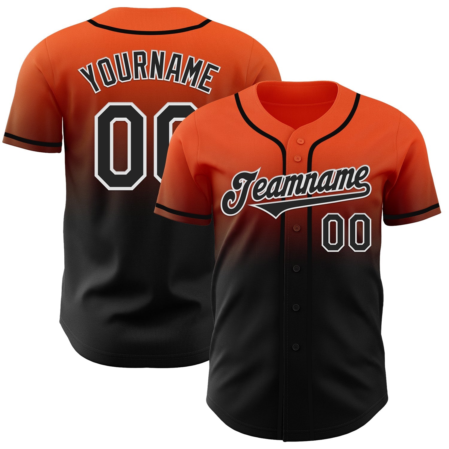 Custom Orange Black-White Authentic Fade Fashion Baseball Jersey - Sky-Custom
