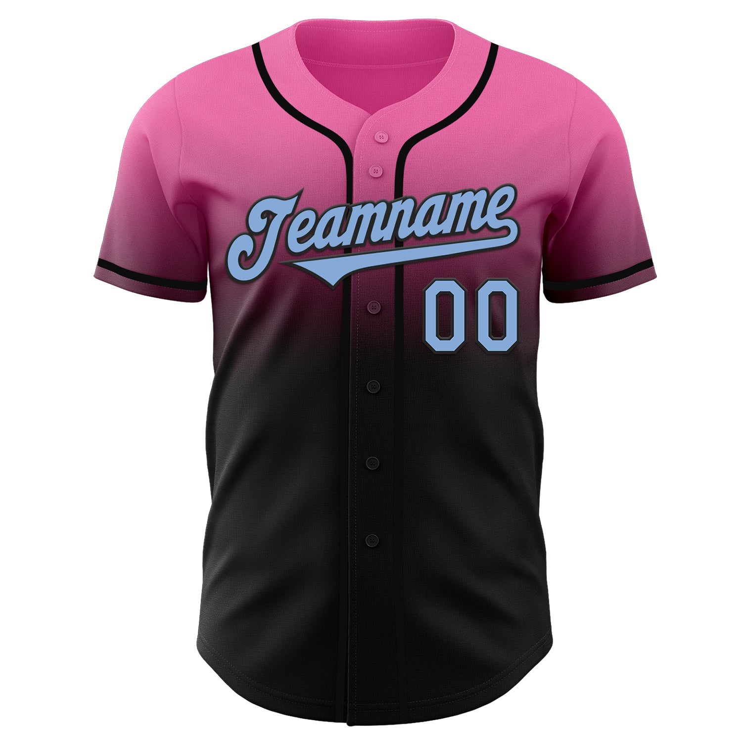 Custom Pink Light Blue-Black Authentic Fade Fashion Baseball Jersey - Sky-Custom