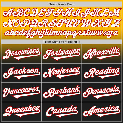 Custom Gold Black-Red Authentic Fade Fashion Baseball Jersey - Sky-Custom