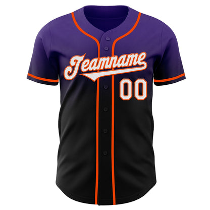 Custom Purple Black-Orange Authentic Fade Fashion Baseball Jersey - Sky-Custom