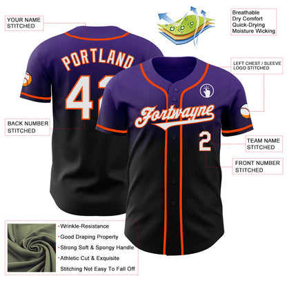 Custom Purple Black-Orange Authentic Fade Fashion Baseball Jersey - Sky-Custom