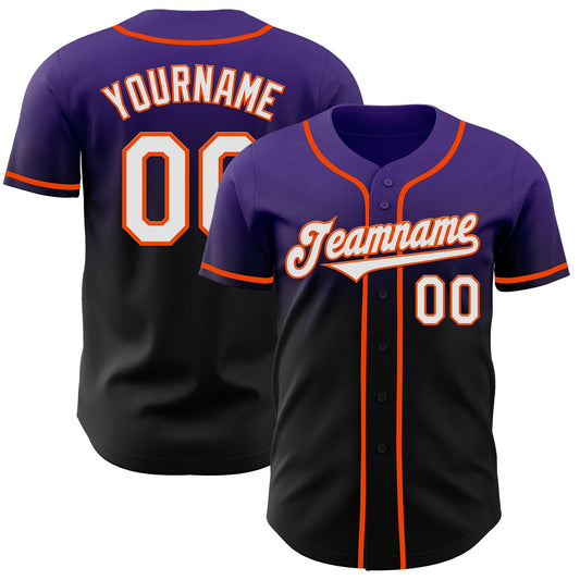 Custom Purple Black-Orange Authentic Fade Fashion Baseball Jersey - Sky-Custom