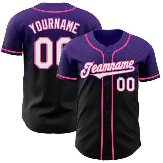 Custom Purple Black-Pink Authentic Fade Fashion Baseball Jersey - Sky-Custom