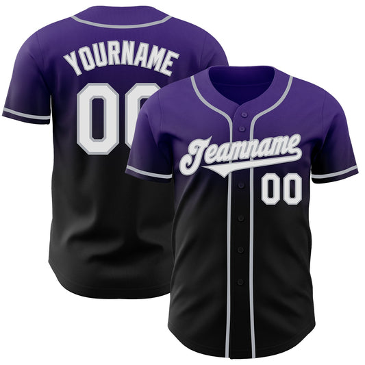 Custom Purple Black-Gray Authentic Fade Fashion Baseball Jersey - Sky-Custom