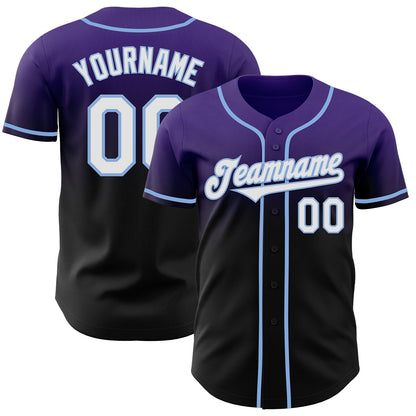 Custom Purple Black-Light Blue Authentic Fade Fashion Baseball Jersey - Sky-Custom