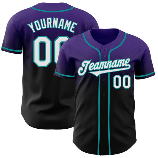 Custom Purple Black-Teal Authentic Fade Fashion Baseball Jersey - Sky-Custom