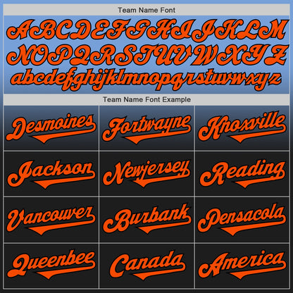 Custom Light Blue Orange-Black Authentic Fade Fashion Baseball Jersey - Sky-Custom