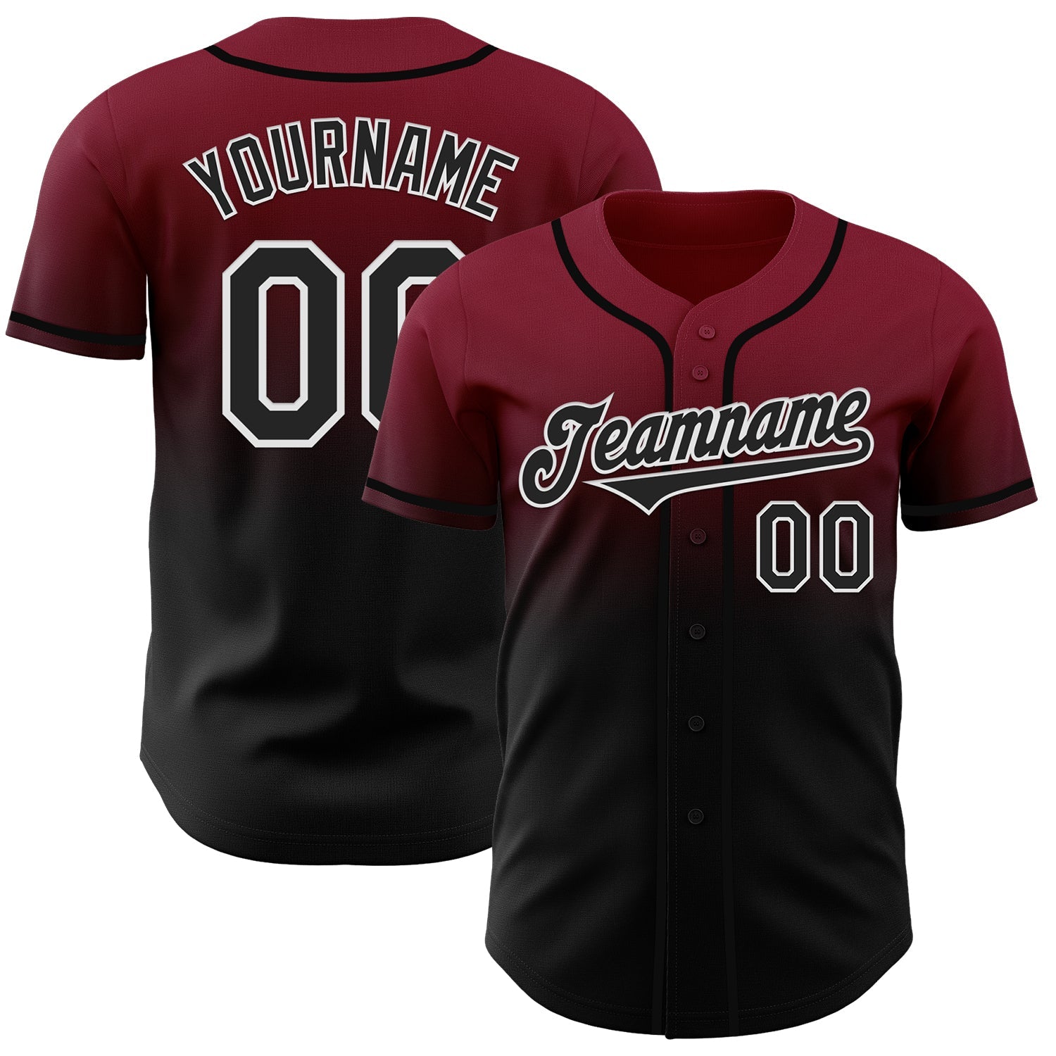 Custom Crimson Black-White Authentic Fade Fashion Baseball Jersey - Sky-Custom