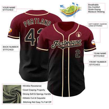 Custom Crimson Black-Cream Authentic Fade Fashion Baseball Jersey - Sky-Custom