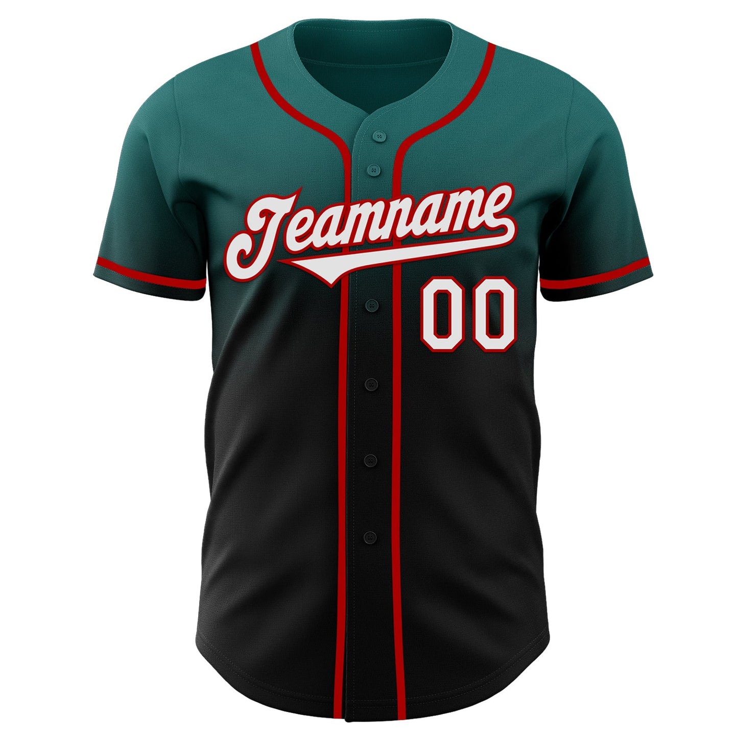 Custom Teal Black-Red Authentic Fade Fashion Baseball Jersey - Sky-Custom