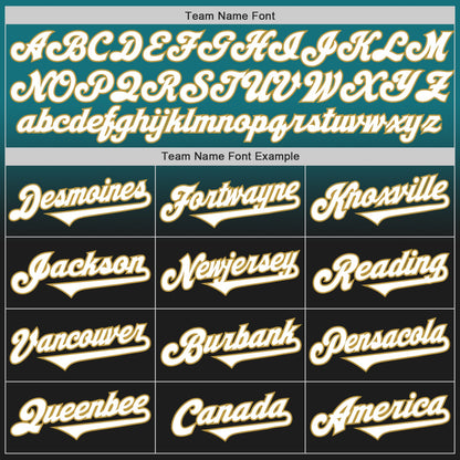 Custom Teal Black-Old Gold Authentic Fade Fashion Baseball Jersey - Sky-Custom
