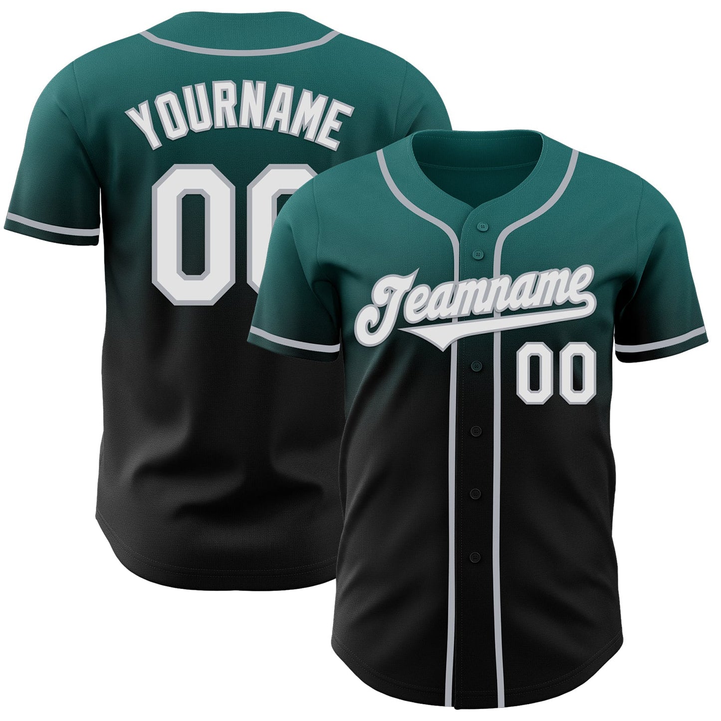 Custom Teal Black-Gray Authentic Fade Fashion Baseball Jersey - Sky-Custom