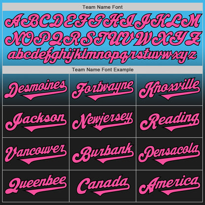 Custom Sky Blue Pink-Black Authentic Fade Fashion Baseball Jersey - Sky-Custom
