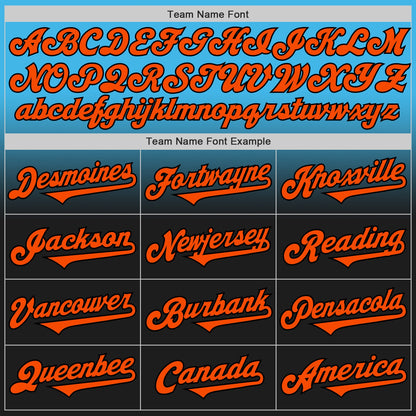 Custom Sky Blue Orange-Black Authentic Fade Fashion Baseball Jersey - Sky-Custom