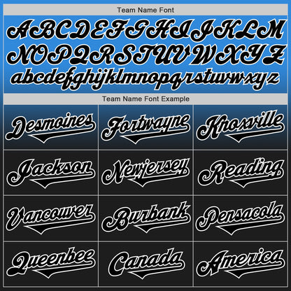 Custom Electric Blue Black-White Authentic Fade Fashion Baseball Jersey - Sky-Custom