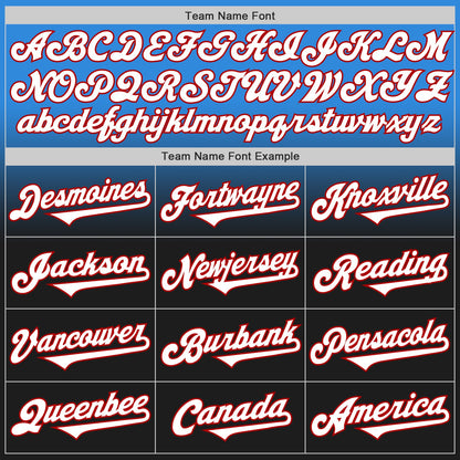 Custom Electric Blue Black-Red Authentic Fade Fashion Baseball Jersey - Sky-Custom