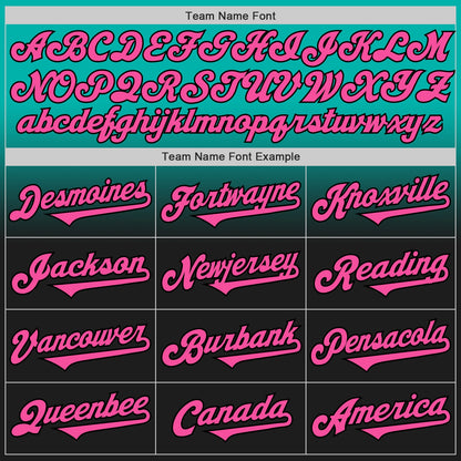 Custom Aqua Pink-Black Authentic Fade Fashion Baseball Jersey - Sky-Custom