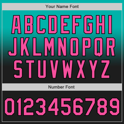 Custom Aqua Pink-Black Authentic Fade Fashion Baseball Jersey - Sky-Custom