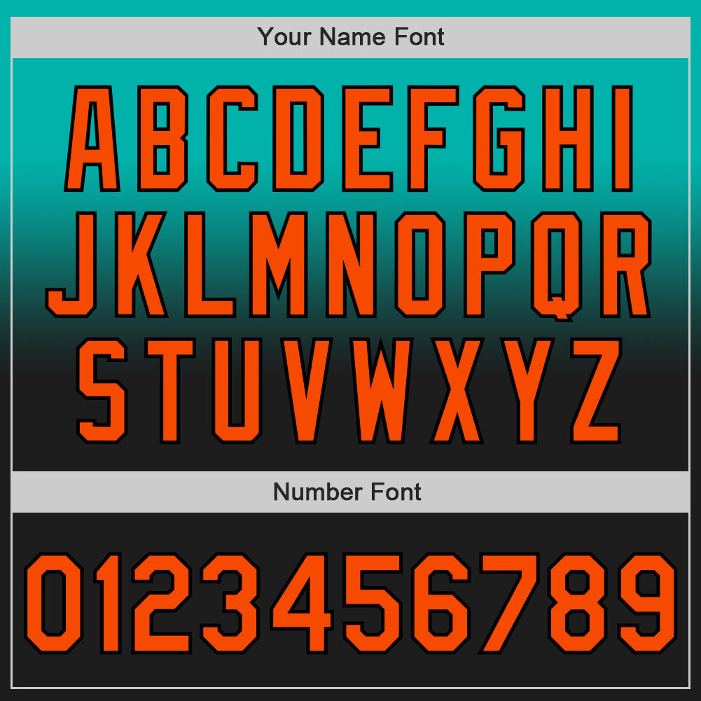 Custom Aqua Orange-Black Authentic Fade Fashion Baseball Jersey - Sky-Custom