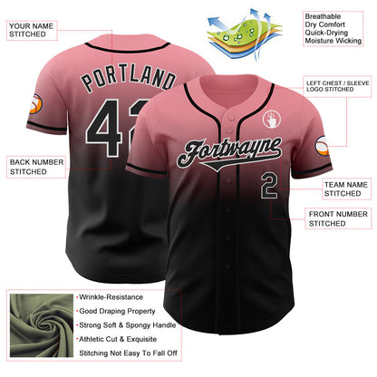 Custom Medium Pink Black-White Authentic Fade Fashion Baseball Jersey - Sky-Custom