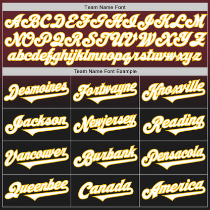Custom Burgundy Black-Gold Authentic Fade Fashion Baseball Jersey - Sky-Custom