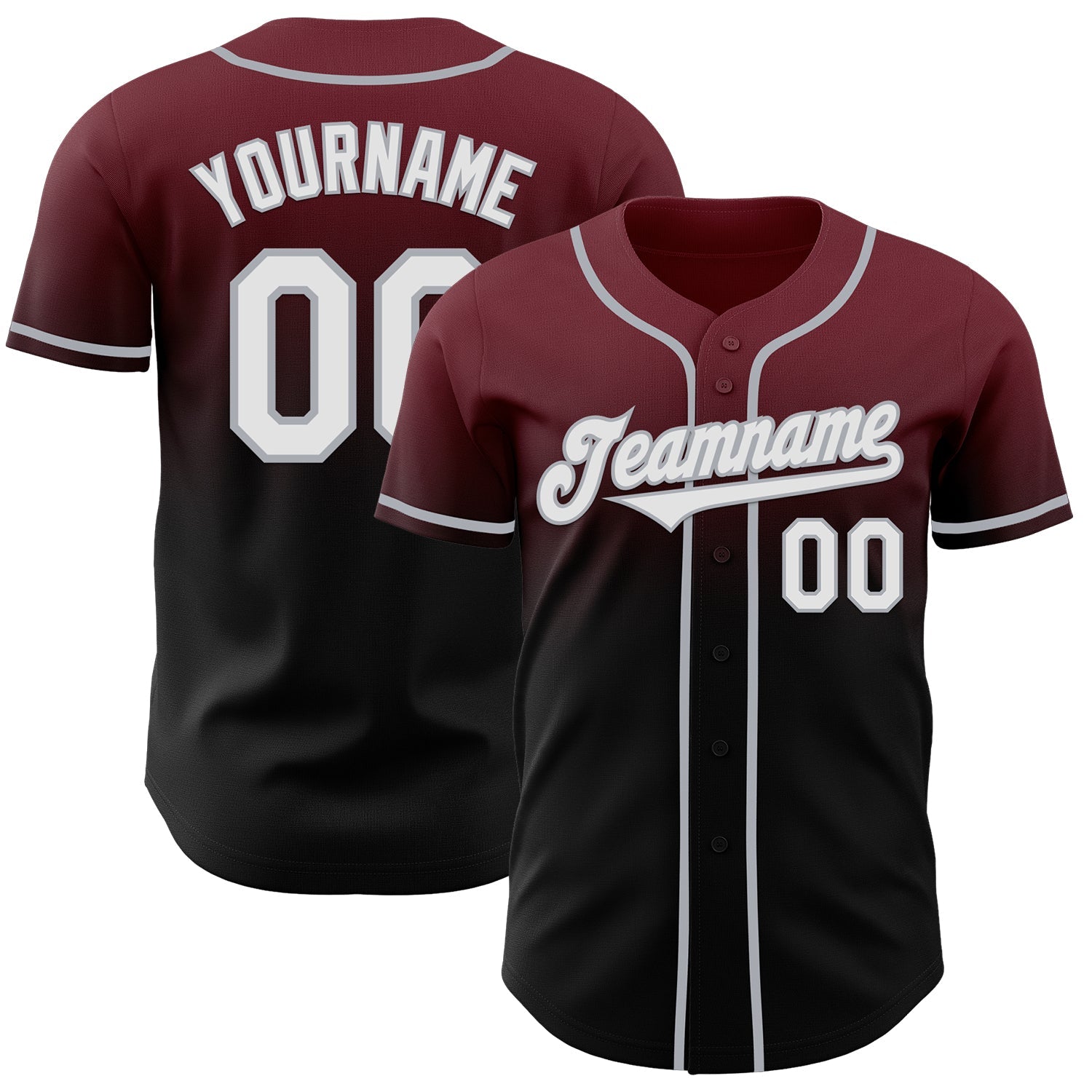Custom Burgundy Black-Gray Authentic Fade Fashion Baseball Jersey - Sky-Custom