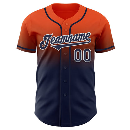 Custom Orange Navy-White Authentic Fade Fashion Baseball Jersey - Sky-Custom