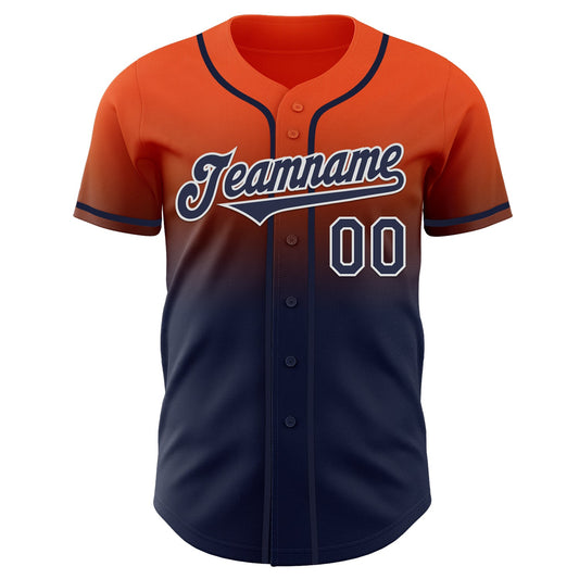 Custom Orange Navy-White Authentic Fade Fashion Baseball Jersey - Sky-Custom