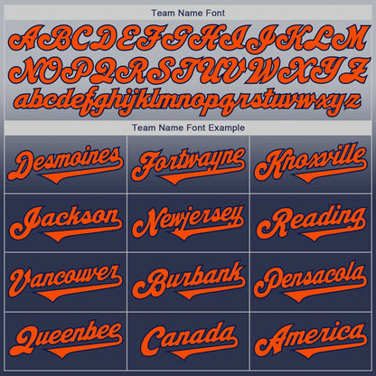 Custom Gray Orange-Navy Authentic Fade Fashion Baseball Jersey - Sky-Custom