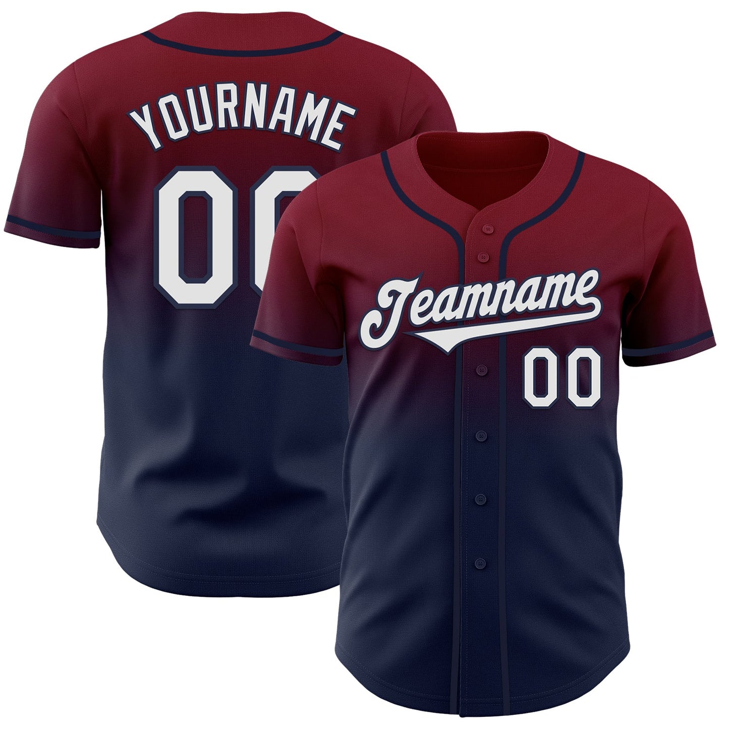Custom Crimson White-Navy Authentic Fade Fashion Baseball Jersey - Sky-Custom
