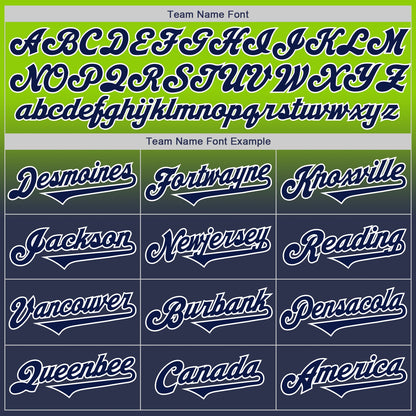 Custom Neon Green Navy-White Authentic Fade Fashion Baseball Jersey - Sky-Custom