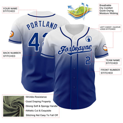 Custom White Royal Authentic Fade Fashion Baseball Jersey - Sky-Custom