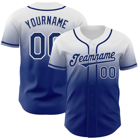 Custom White Royal Authentic Fade Fashion Baseball Jersey - Sky-Custom