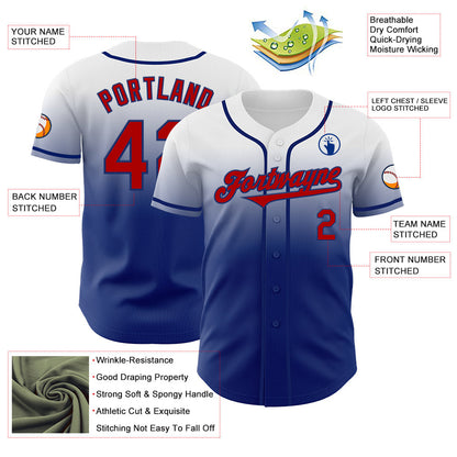 Custom White Red-Royal Authentic Fade Fashion Baseball Jersey - Sky-Custom