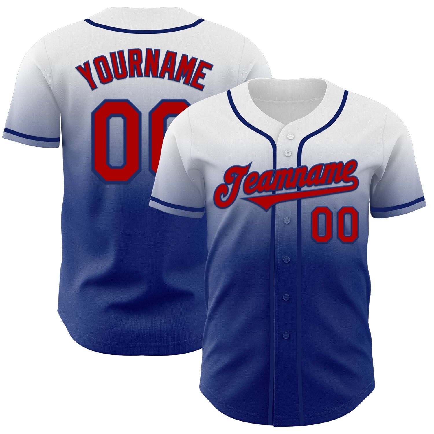 Custom White Red-Royal Authentic Fade Fashion Baseball Jersey - Sky-Custom