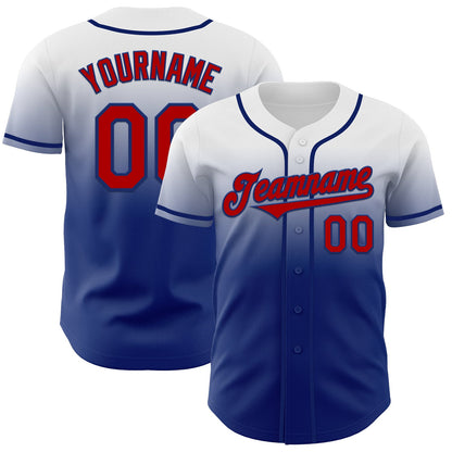 Custom White Red-Royal Authentic Fade Fashion Baseball Jersey - Sky-Custom