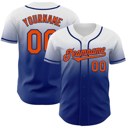 Custom White Orange-Royal Authentic Fade Fashion Baseball Jersey - Sky-Custom