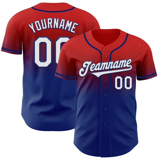 Custom Red White-Royal Authentic Fade Fashion Baseball Jersey - Sky-Custom