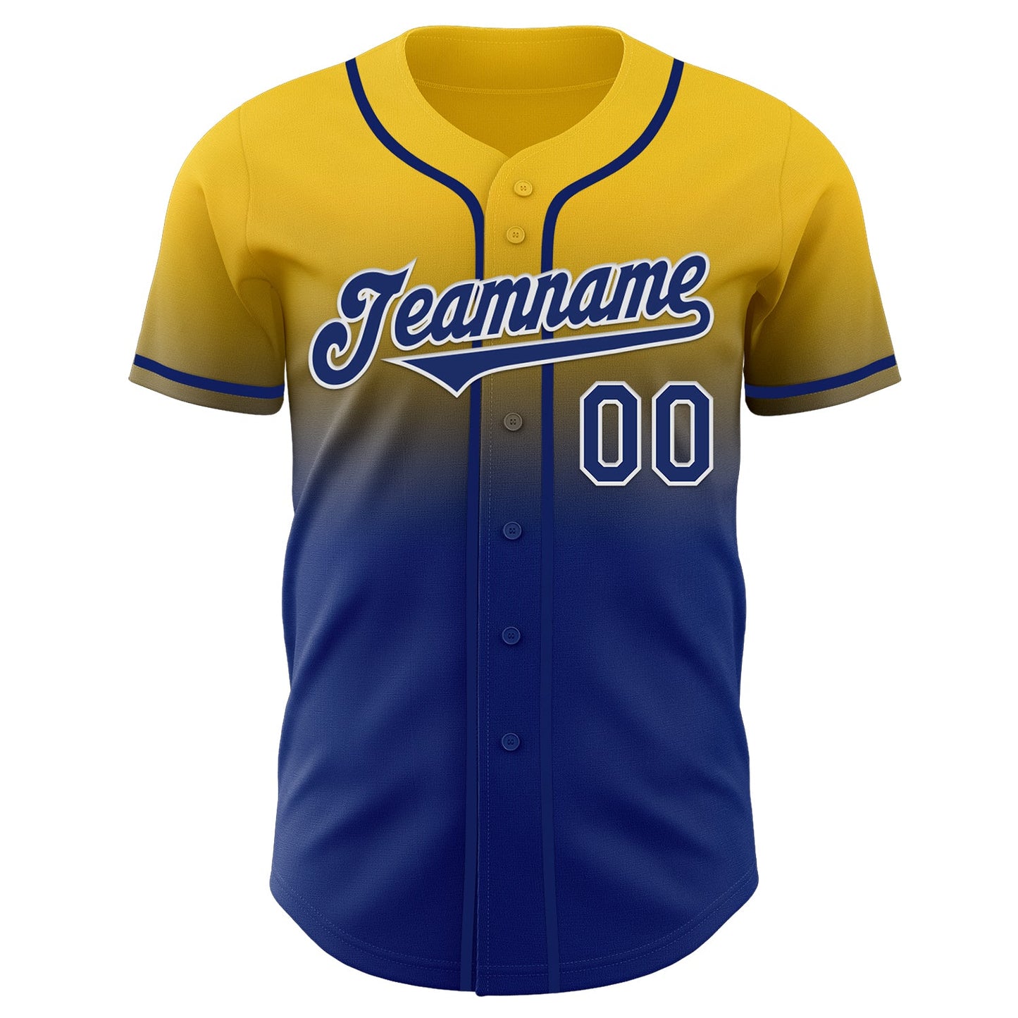 Custom Yellow Royal-White Authentic Fade Fashion Baseball Jersey - Sky-Custom