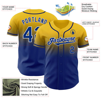 Custom Yellow Royal-White Authentic Fade Fashion Baseball Jersey - Sky-Custom