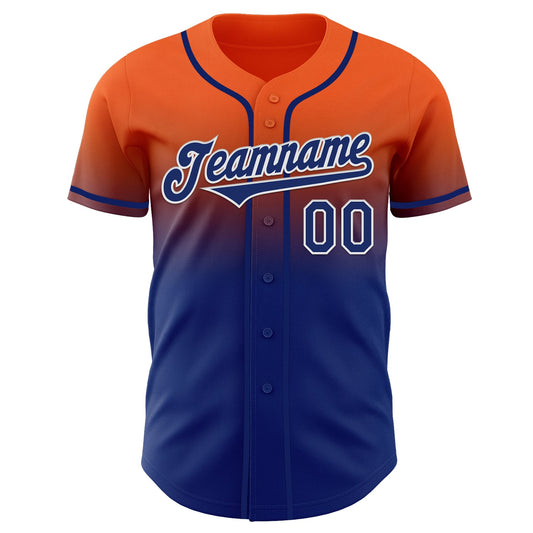Custom Orange Royal-White Authentic Fade Fashion Baseball Jersey - Sky-Custom