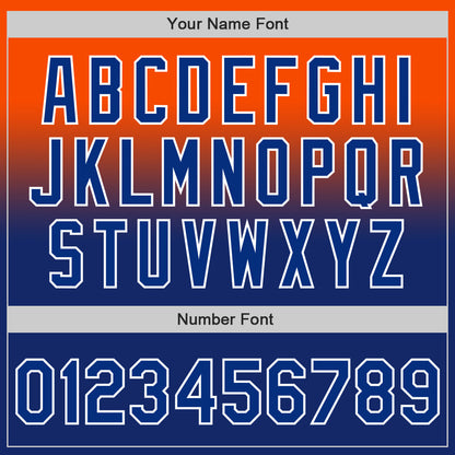 Custom Orange Royal-White Authentic Fade Fashion Baseball Jersey - Sky-Custom