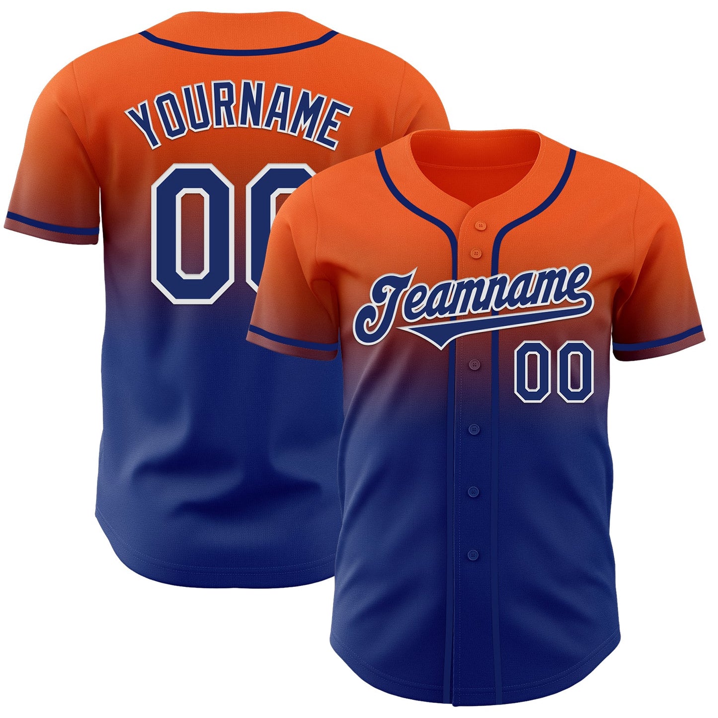 Custom Orange Royal-White Authentic Fade Fashion Baseball Jersey - Sky-Custom