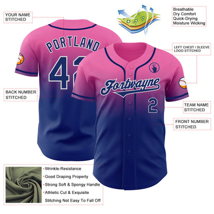 Custom Pink Royal-White Authentic Fade Fashion Baseball Jersey - Sky-Custom