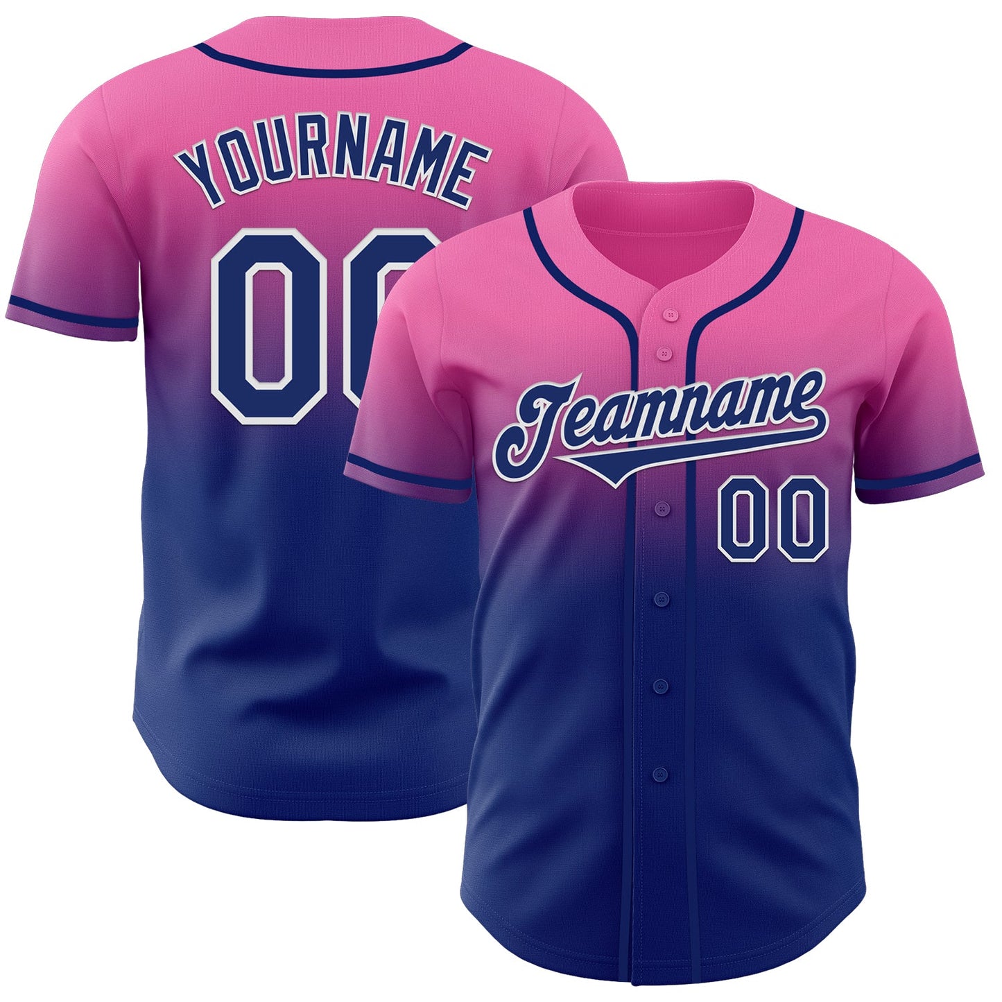 Custom Pink Royal-White Authentic Fade Fashion Baseball Jersey - Sky-Custom