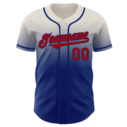 Custom Cream Red-Royal Authentic Fade Fashion Baseball Jersey - Sky-Custom