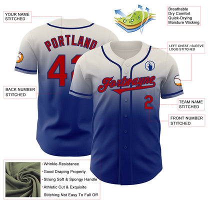 Custom Cream Red-Royal Authentic Fade Fashion Baseball Jersey - Sky-Custom