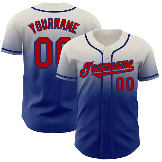 Custom Cream Red-Royal Authentic Fade Fashion Baseball Jersey - Sky-Custom